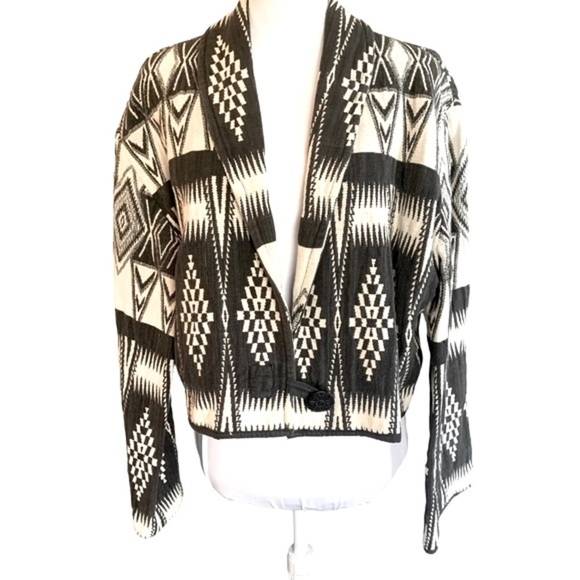 Geometric Black and White Women's Jacket - Picture 1 of 10